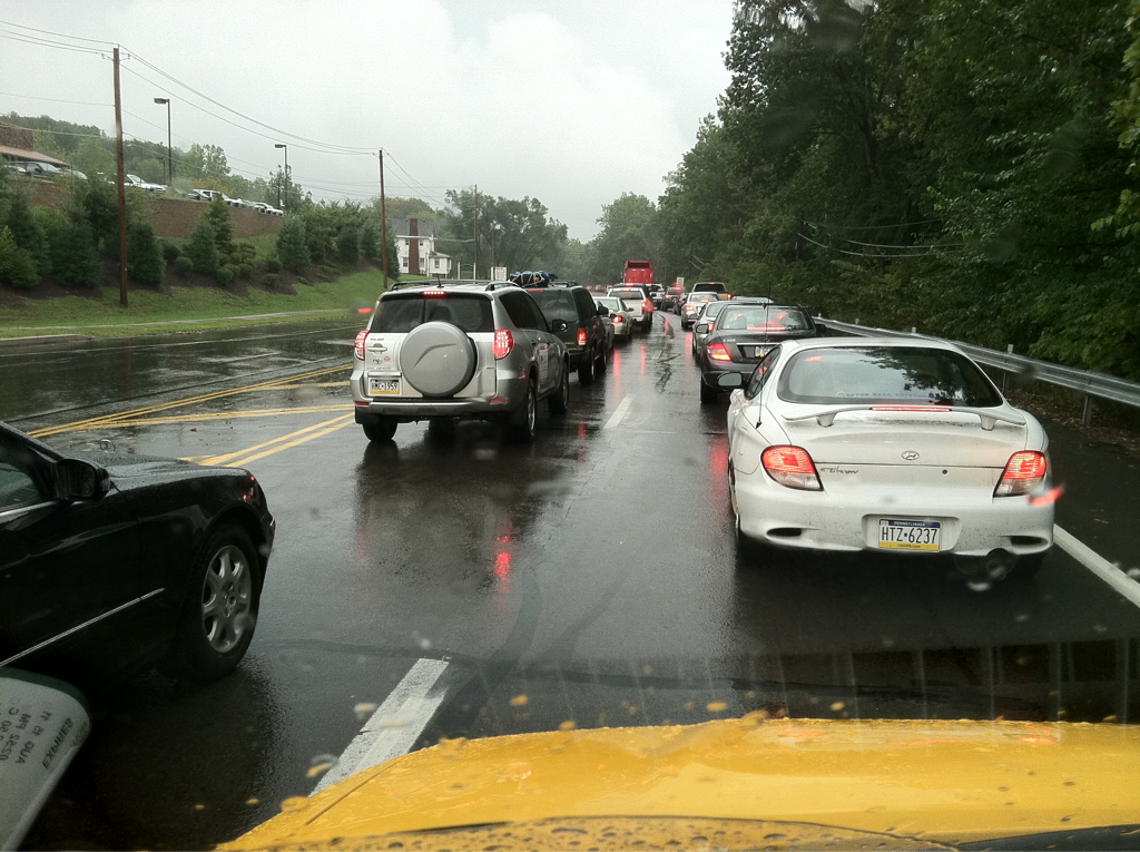 I’m stuck in bumper to bumper traffic near the Poconos…. Welcome back to the East! I’m about 115 miles from home. My heart is pumping out of