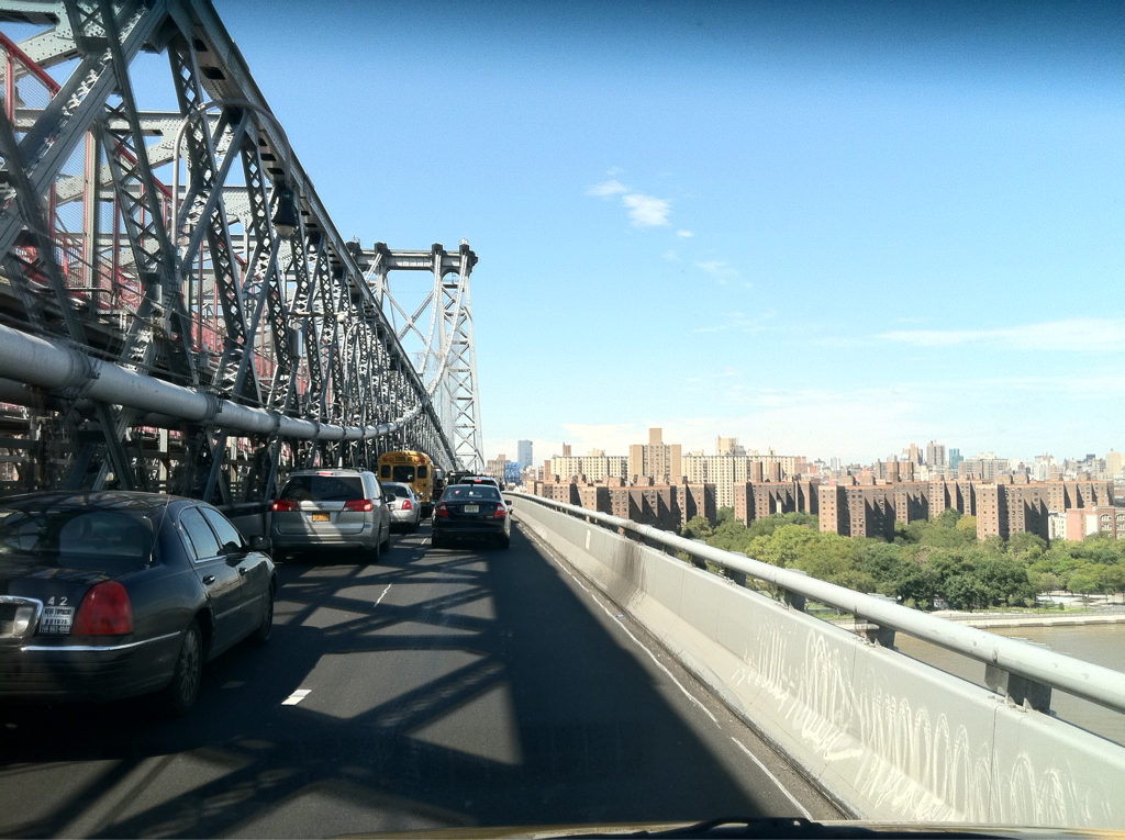 We are entering Manhattan via the Williamsburg bridge. Due to heightened security we may run into trouble with playing piano on the streets.