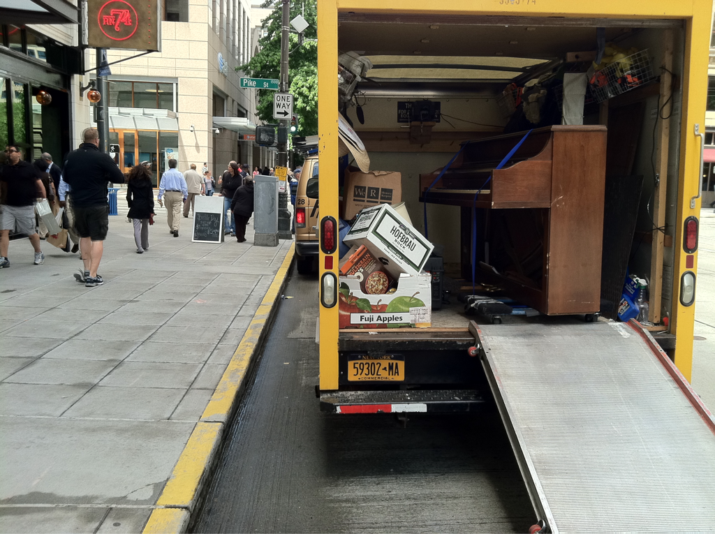 About to roll out onto the streets of downtown Seattle. 4th ave and Pike!