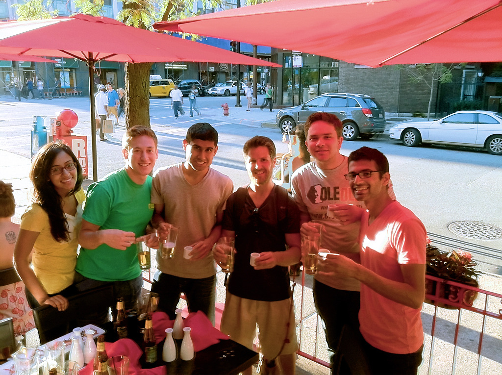 Chicago is an amazing city! These people were taking Sake bombs as I passed by and I played a song or two for them. They came over to the pi