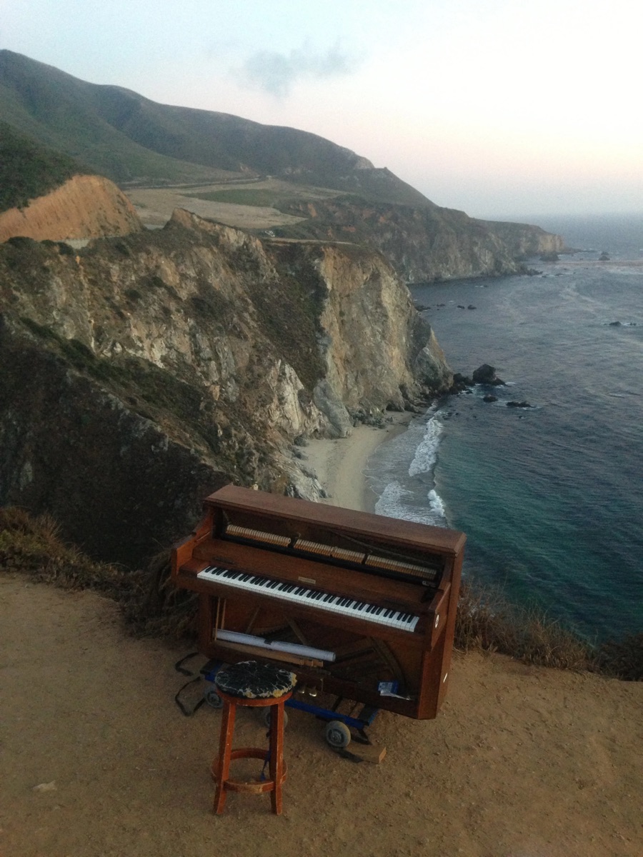 The piano on a cliff above the Pacific at Big Sur, California