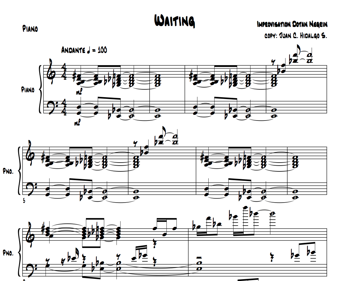 Waiting sheet music